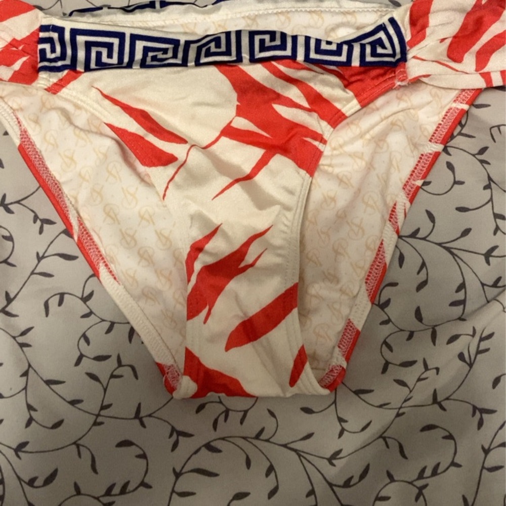 Red and White Patterned Bikini Bottom